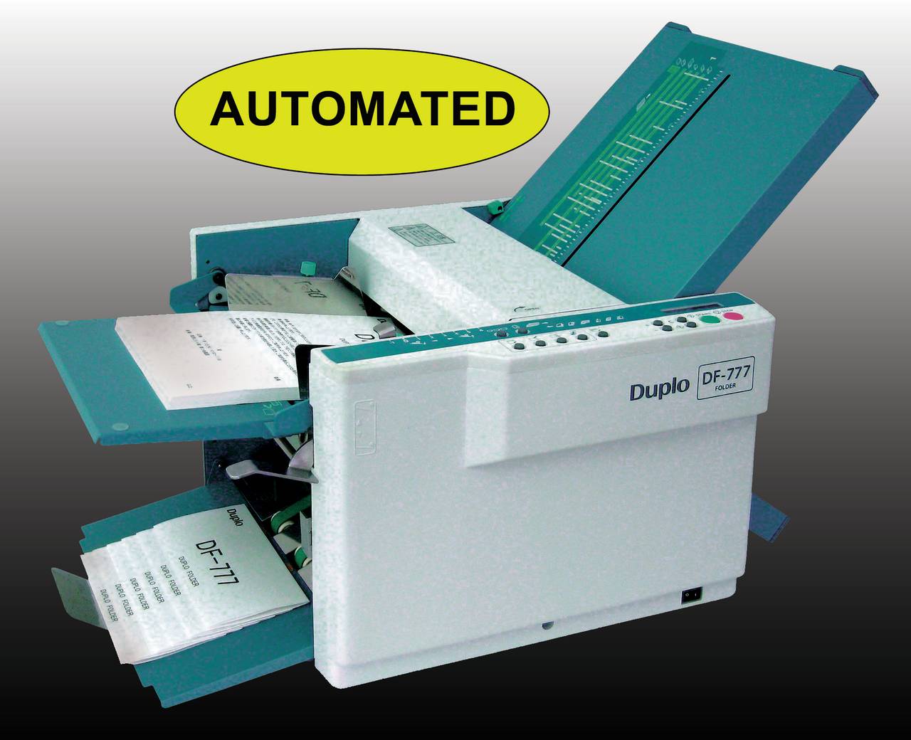 DUPLO DF-777 FOLDER Automated Set-Up Feature Stock Weights up to 38 lb