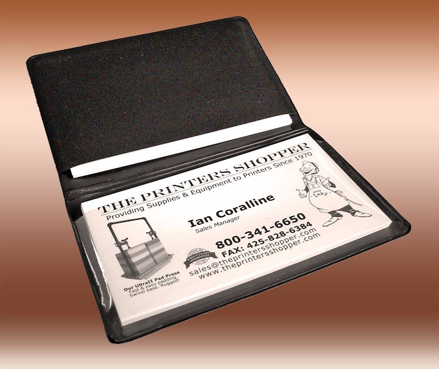 BUSINESS CARD CASES-QTY:250 Black/Clear, Double Pocket